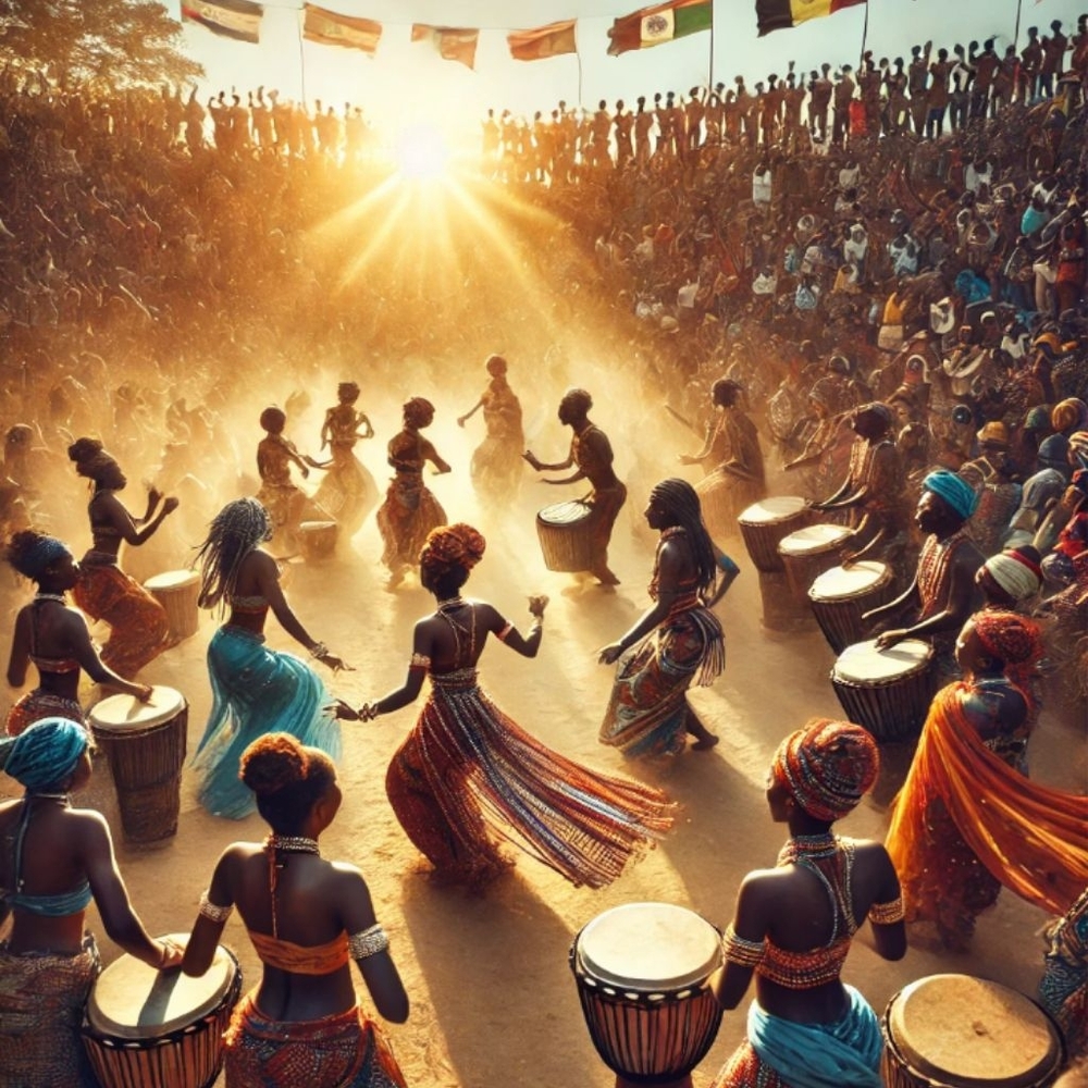 Vibrant Cultural Dance Art Print in Black Frame - Picture 2 of 2